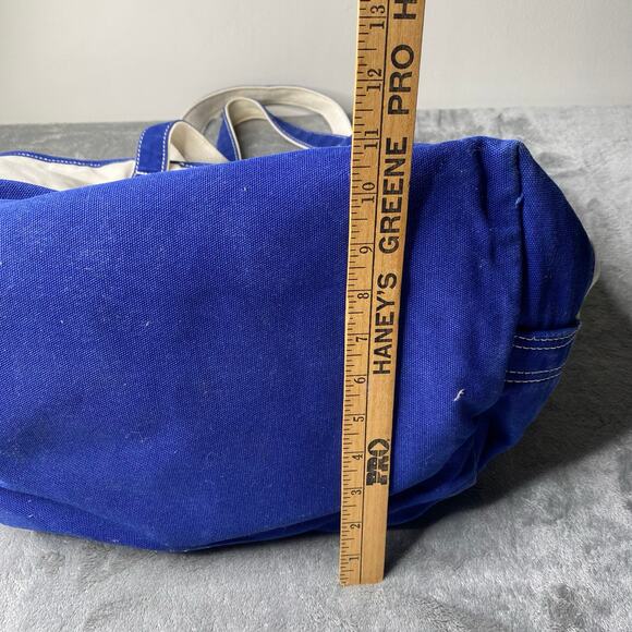 HUGE Lands End White Tote Blue Trim Multiple Pockets “Madison” - Picture 8 of 10